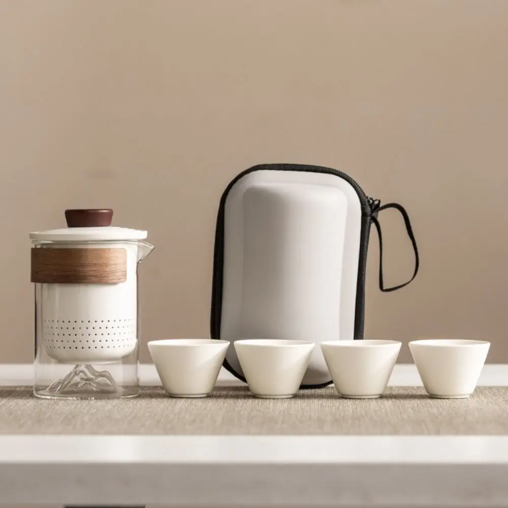 

Creative Porcelain Tea Sets with tea strainer Chinese Style Travel Ceramic Teapots with Carrying Bag Anti-Hot Kung Fu Tea Set