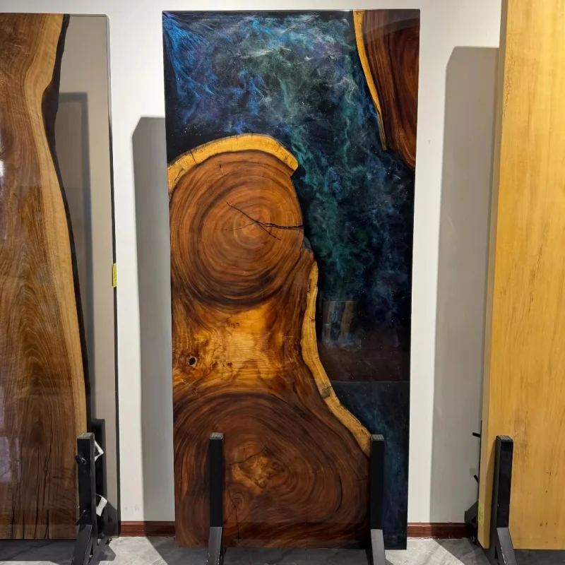 custom.Dining Wood Table Recina Epoxica Para Mesas Solid Wood Live Dining Table Set Natural Root Wooden Epoxy Resin