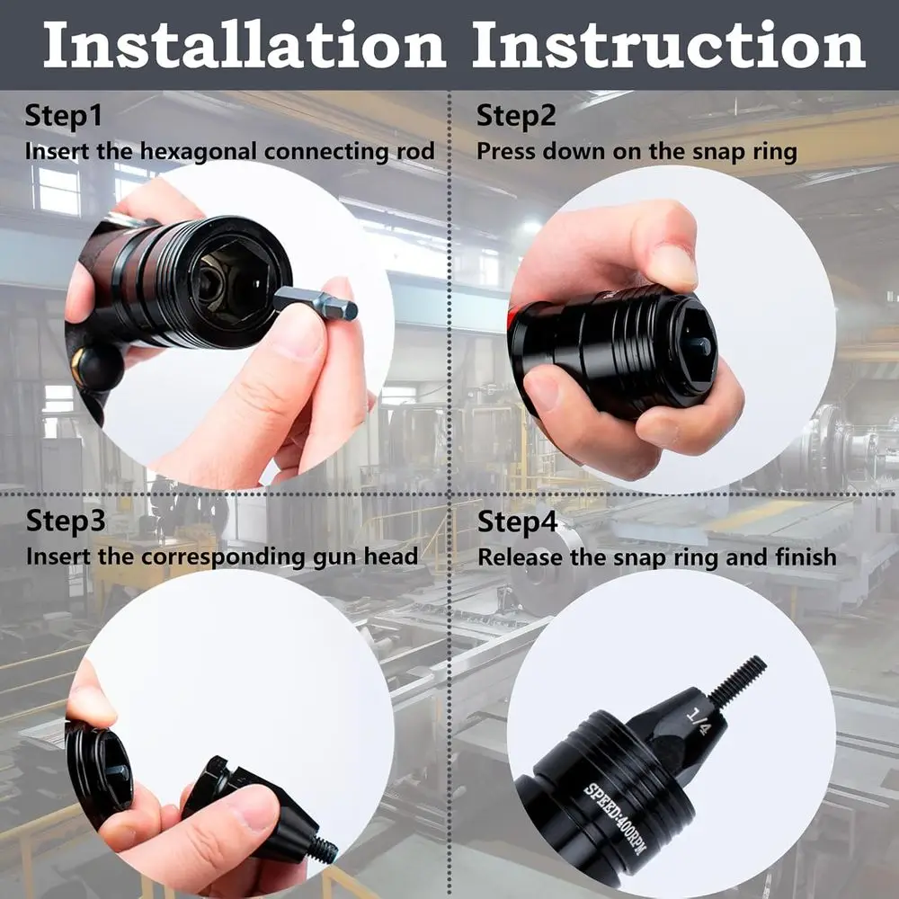 Pneumatic Rivet Gun Kit with 1/4, 5/16, 3/8 Mandrels, Includes 1/4 & 3/8 Air Inlet Fittings