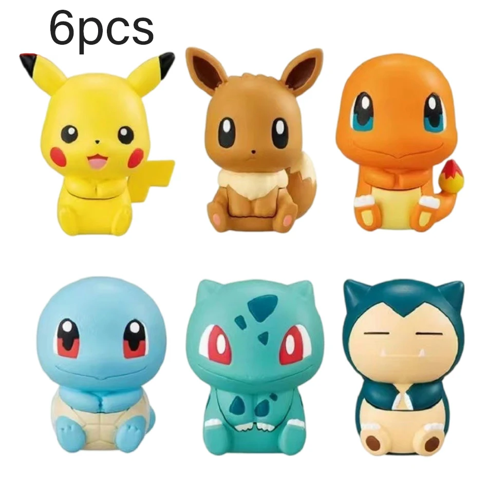 6pcs Pokemon Pikachu Anime Toys Dolls for Kids Action Figure Toy Charmander Squirtle Cartoon Doll Boys Girls Child Birthday Gift