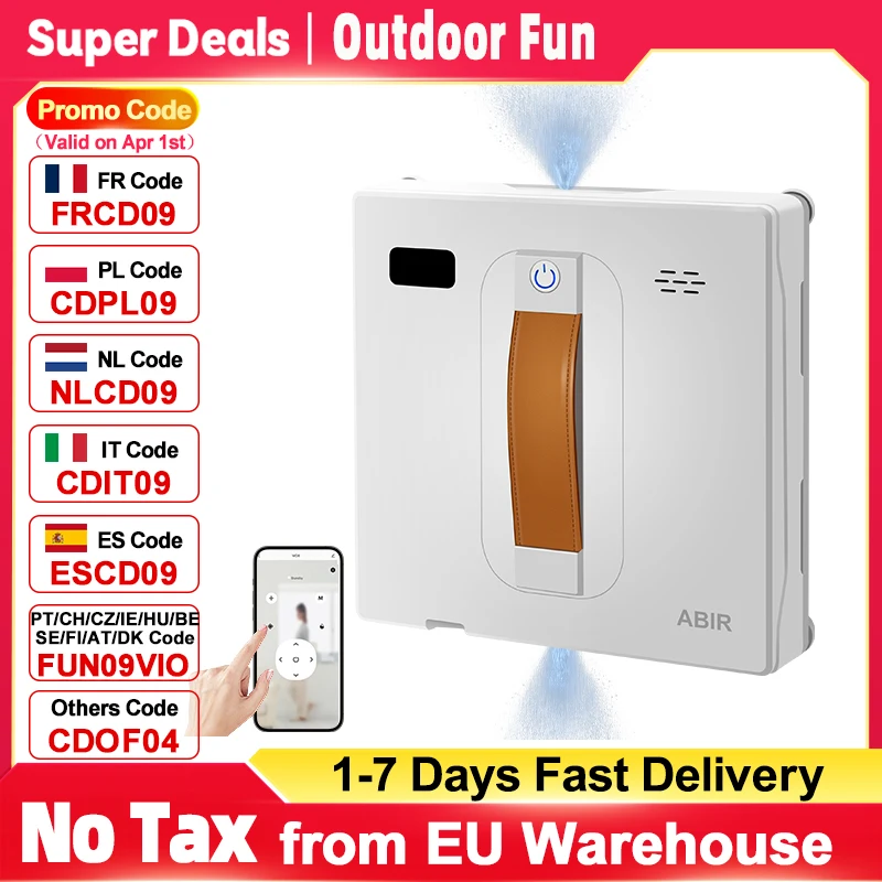 Robot aspirateur de vitres intelligent ABIR WD8, vaporisateur d'eau pour touristes, balayage intelligent AI, pompage laser, lavage des murs en verre de la maison