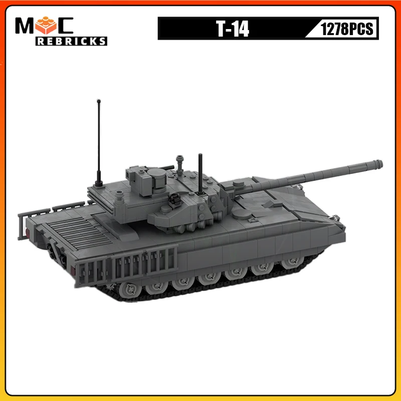 Military Armored Chariot T-14 Main Battle Tank Wide Track Panzer Building Blocks Assembly Model Kid\'s Puzzle Bricks Toys Gifts