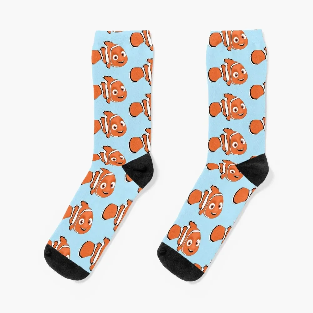 Calcetines de patrón Nemo para hombre y mujer, medias cálidas antideslizantes de diseñador de hockey, Invierno