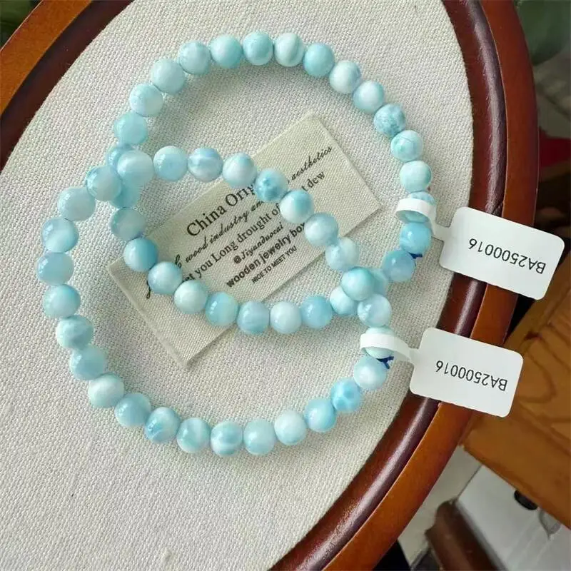 

Natural Larimar Bead Bracelet Women Beautiful Crystal Energy Healing Fashion Gemstone Jewelry 1PCS 7/8MM