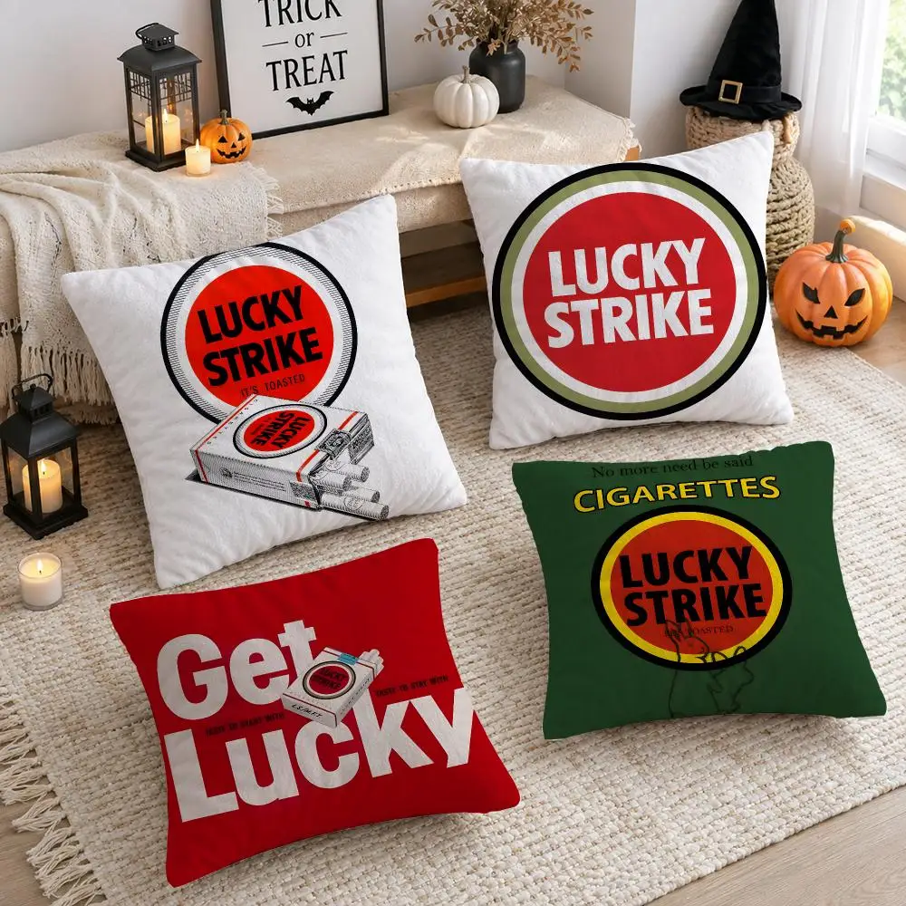 Logo L-Luckys Strike Cushion Cover Plush Decorative Pillow Case With Hidden Zipper Cutecore Room Decor For Home