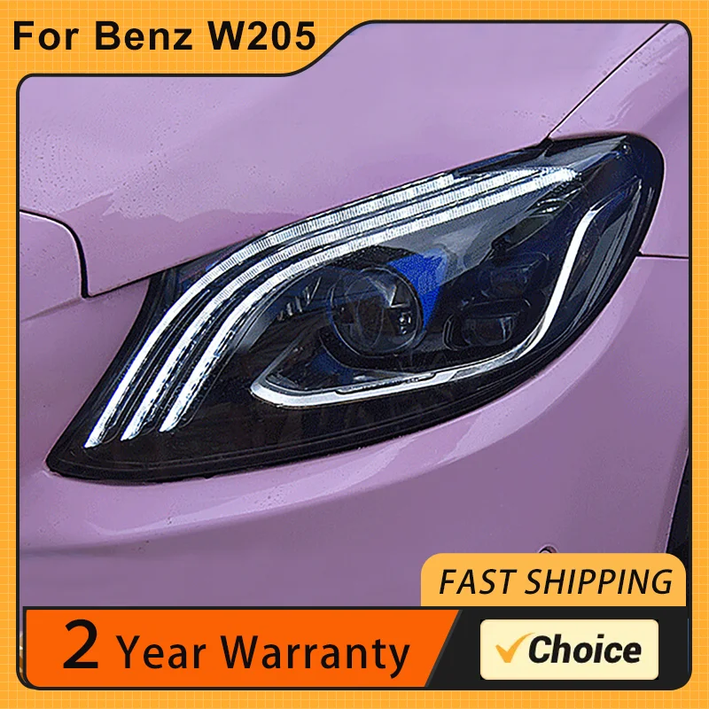 

Автомобильные фары для Benz W205 светодиодный, фары 2014-2020 C180 C200 C260 C300, фары ДХО, линзы проектора