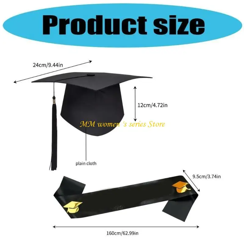 Q39C 2025 Caps graduação Francagem 2025 Caps graduação definidos e estolas graduação para mulheres adultas presentes