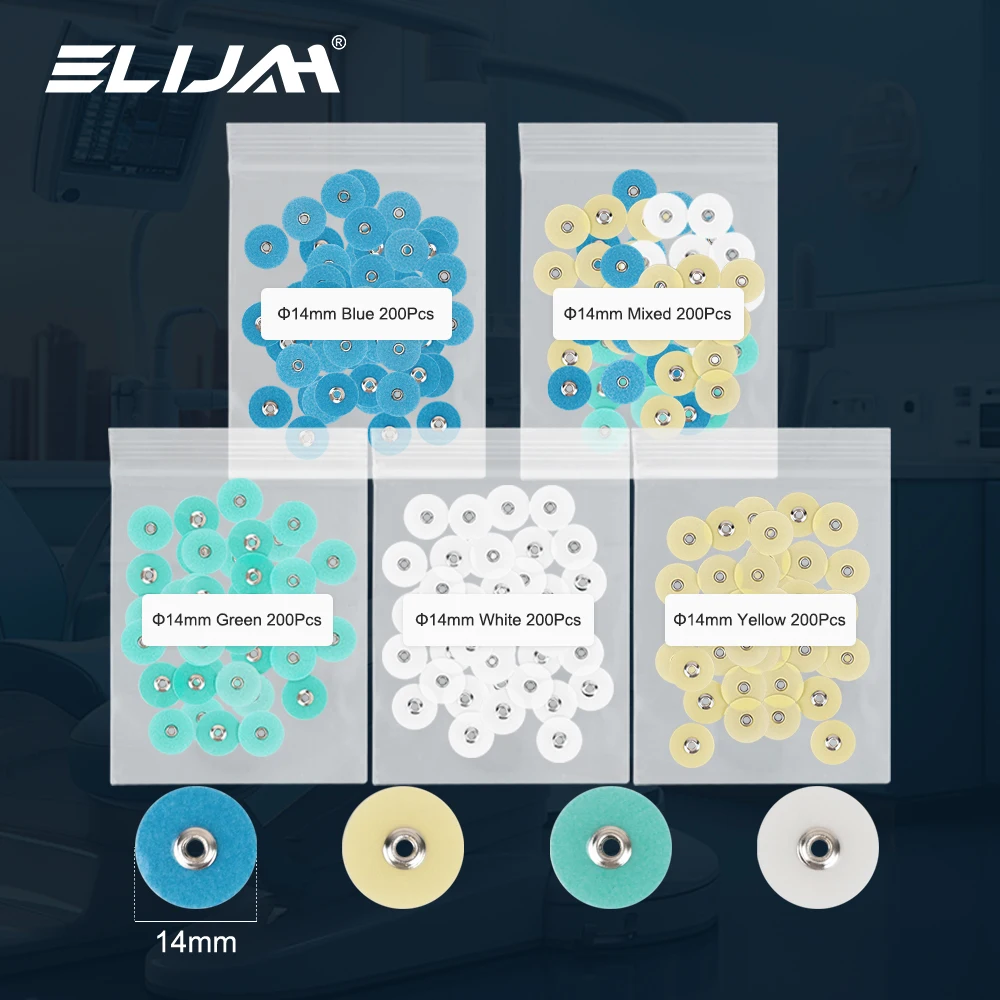 

ELIJAH 200Pcs Dental 14mm Polishing Discs Finishing Polishing Composites Ceramics Glass Restorations Dentistry Consumables