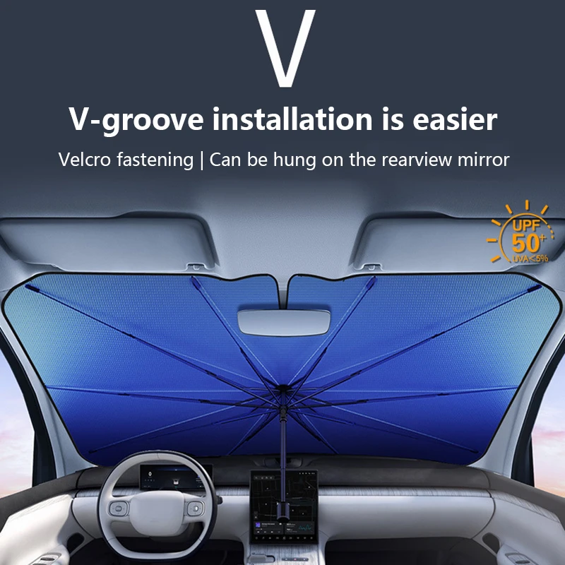 

Car Sun Shade Front Windshield Universal Sunshade with Parking Number Card Sun Protection Heat Shield Foldable Easy Install