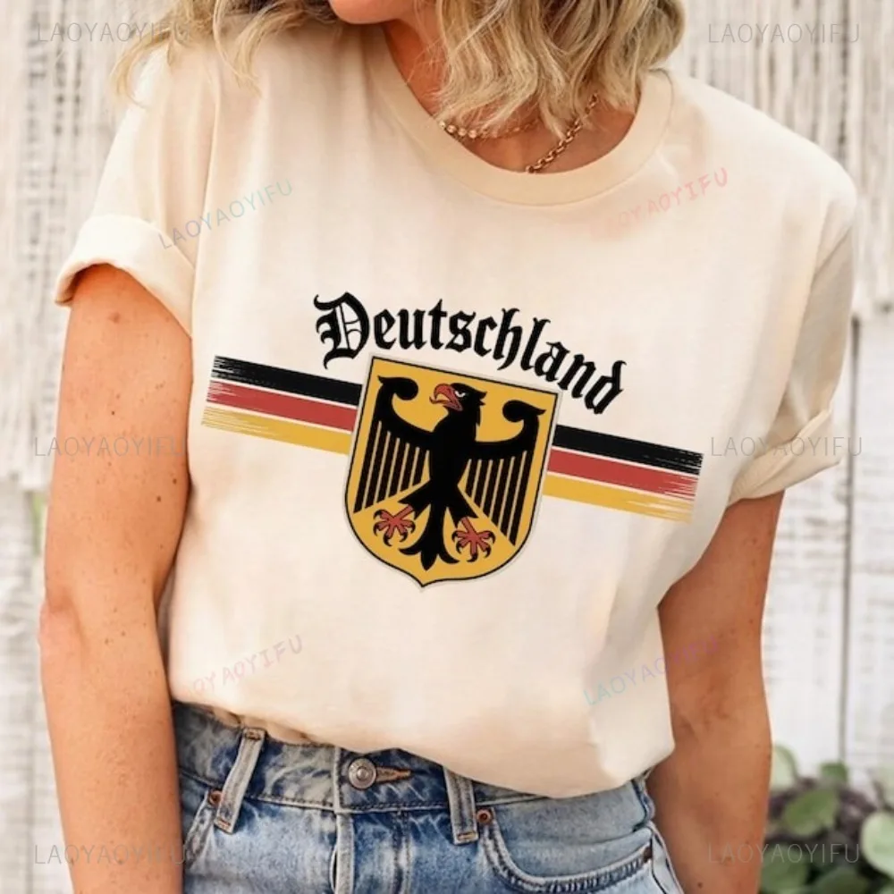 German Eagle Crest Deutschland National Pride T-shirt Casual Fashion Loose Short Sleeve Cotton Women T Shirt Hip Hop Man Tshirt