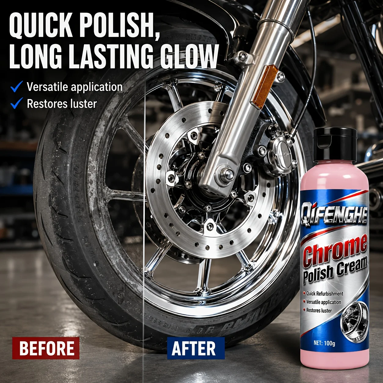 100g Chrome Polish Cream - Quick Polishing Compound That Cleans Protects And Gives a Long Lasting Glow to Your Chrome Accessorie view 4