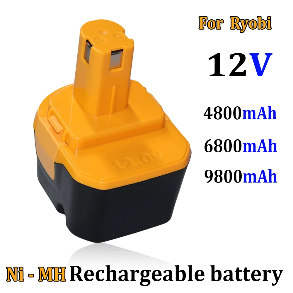 For Ryobi 12V 4800/6800/9800mAh NiMH Battery Replacement Safety Compatible B-8286 BPT1025 RY-1204 1400143 1400652 1400670