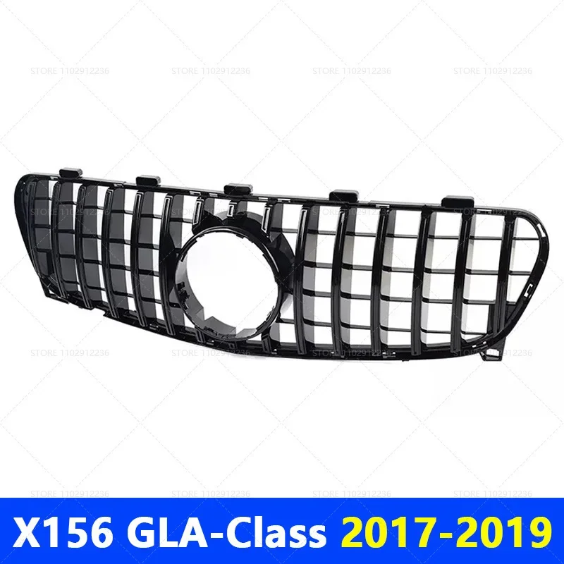 

for 2017-2019 X156 GLA-Class Mercedes Benz GLA180 GLA200 GLA250 GLA45 GT Silver Black Upper Bumper Hood Mesh Front Grill Grille
