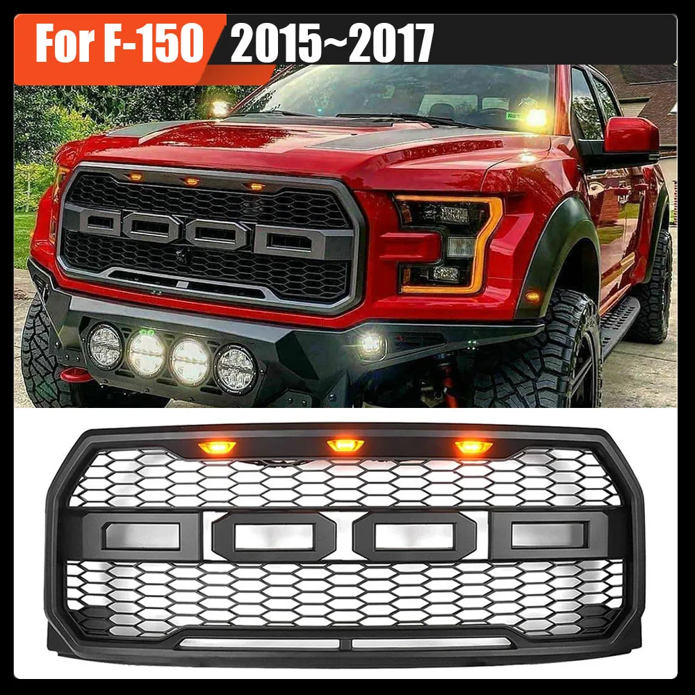 

Car Modified Front Grill Trim Front Bumper Grilles Mesh Raptor Racing Grills Mesh For F150 Raptor Grill For F-150 2015~2017