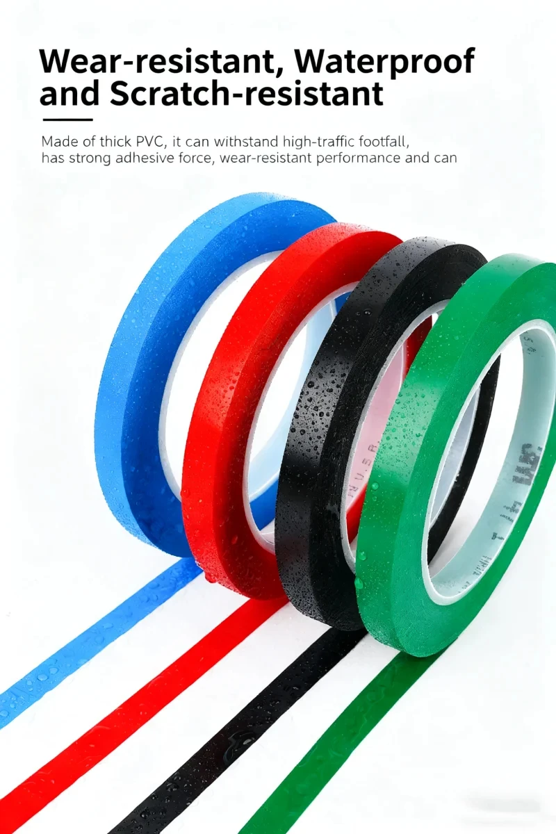 شريط أرضي 3M 741، شريط تحذيري للسلامة، سهل التطبيق والتمزق، يترك بدون بقايا، شريط ملون مقاوم للماء ومقاوم للاهتراء