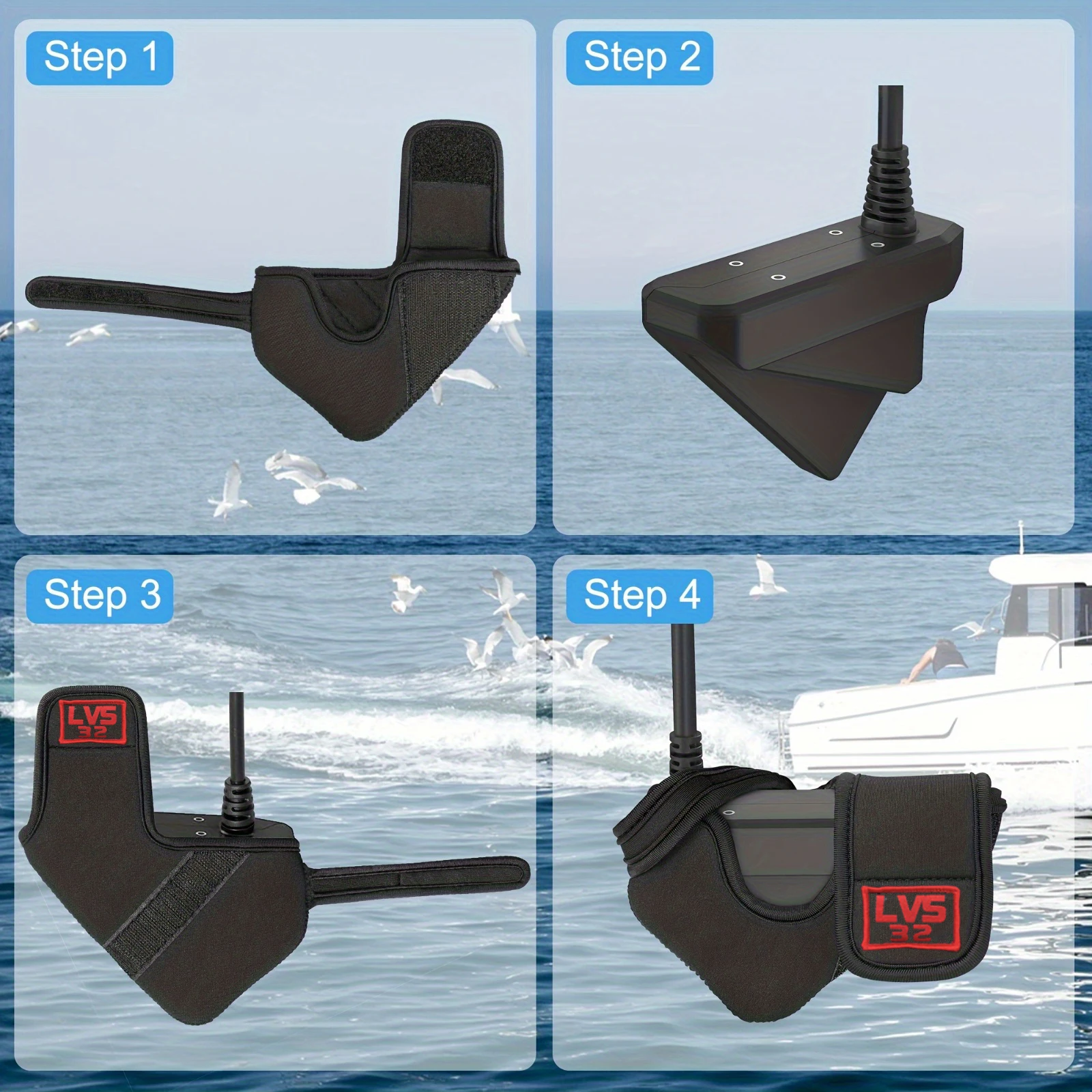 LVS32 Garmin 변환기 커버 충격 방지 케이스, 낚시/보트용 견고한 클로로프렌 보호 장치 수중 음파 탐지기 가드 - 맞춤형