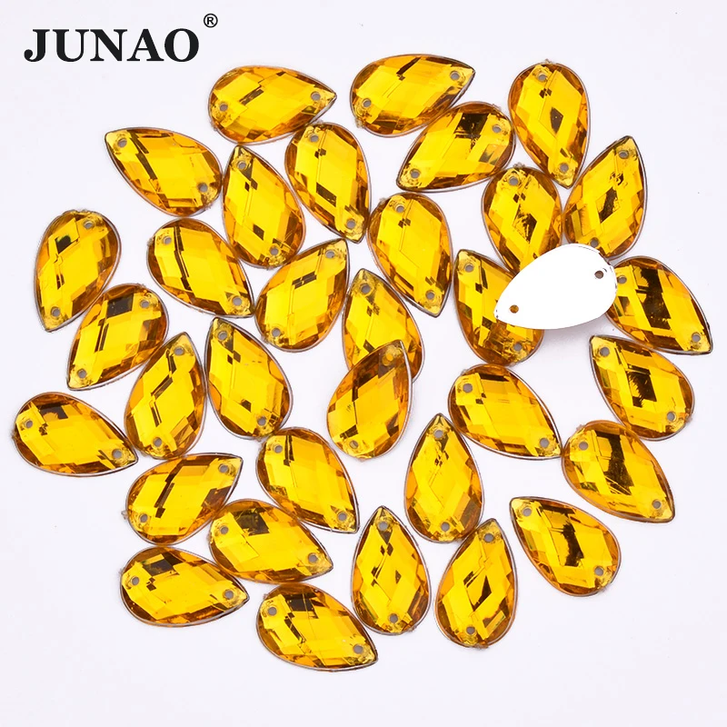 JUNAO 13*18mm 18*25mm Red Crystals Sewing Drops Rhinestone Flatback Non Hotfix Acryl Gems Applique For DIY Clothes Crafts