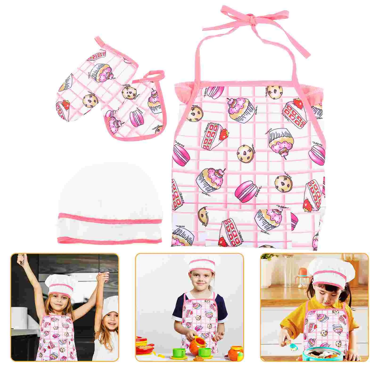 

Kids Chef Set Cooking Apron for Child Aprons Girls Boys Kits Toy Suite Fabric Toddler