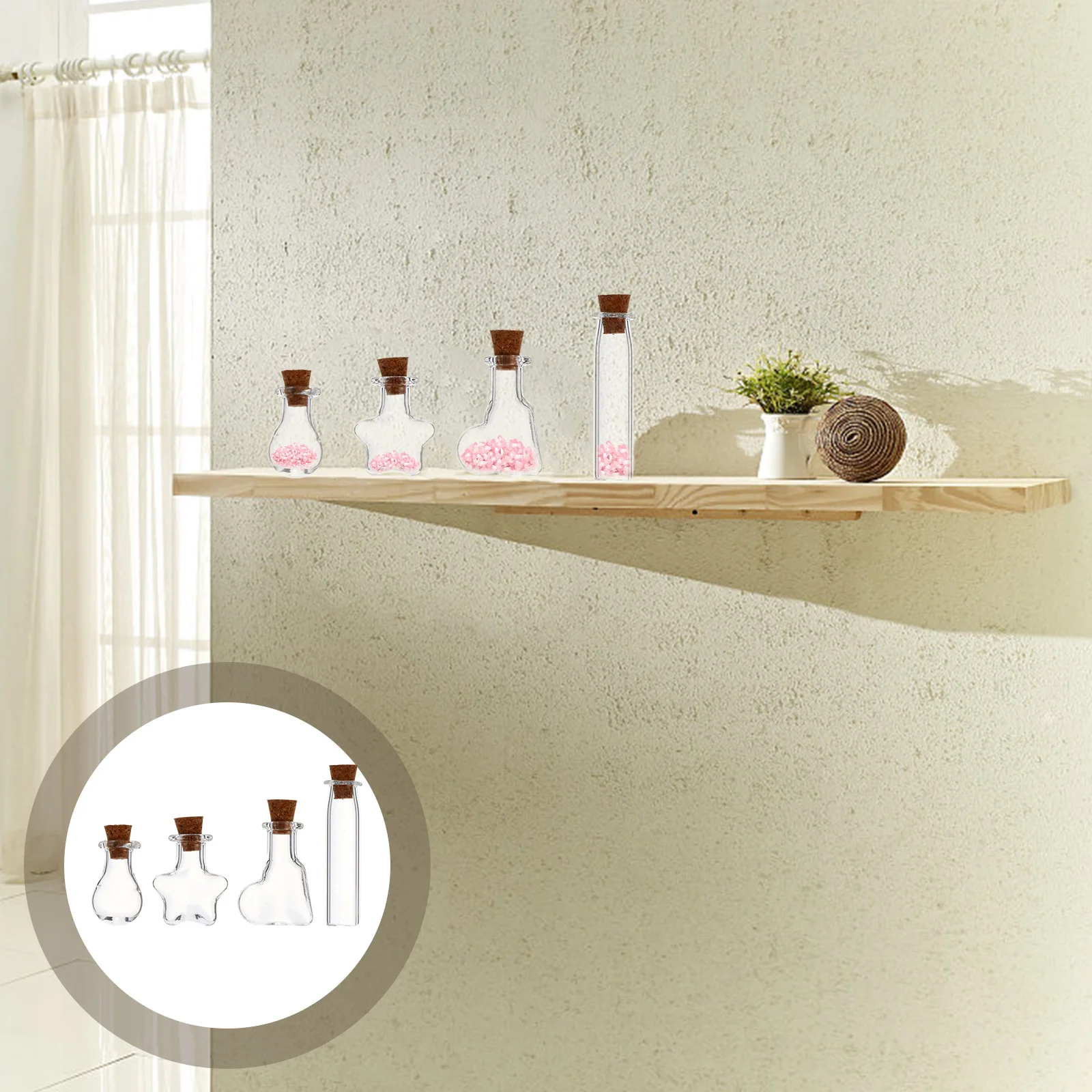 

50Pcs 10ml Mini Wish Bottles Cork Stoppers Perfume Containers Decor Gifts Mini Wish with Cork Glass Jar