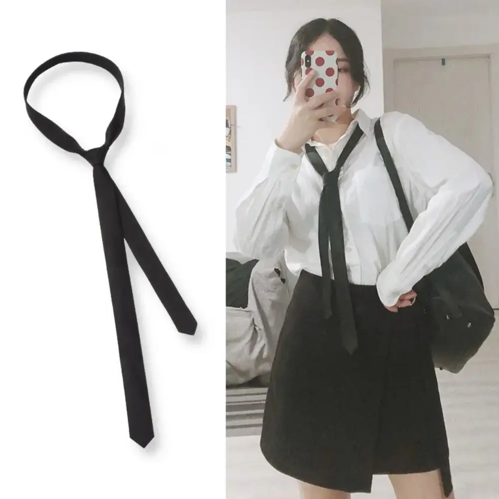 

New 3cm Satin Super Slim Tie Fashion Women Man Elegant Black Neck Tie Slim Smooth Clothing Accessories Skinny Narrow Necktie