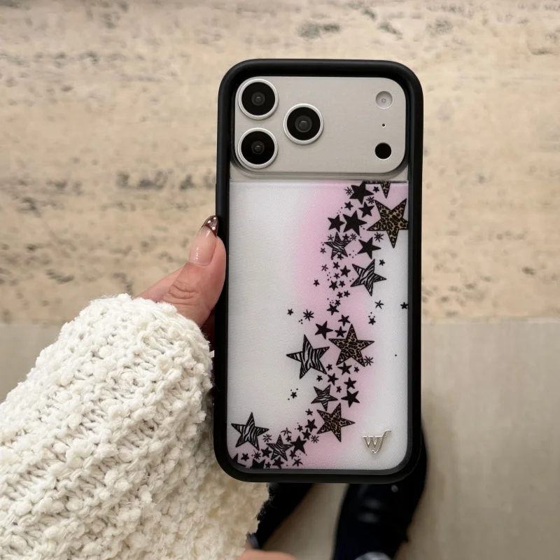 

Wildflower INS Shiny Star Leopard Phone Case for iPhone 12 13 14 15 16 17 Pro Max Plus 17 Air Katies Zebra fangs Puppy WF Cover﻿