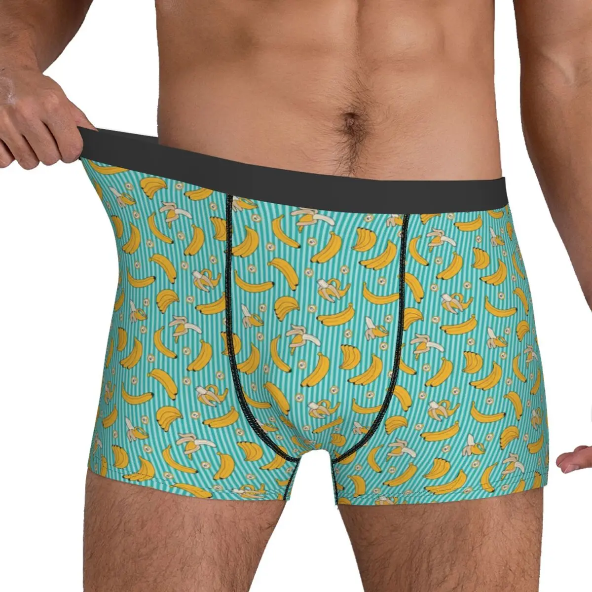 Banana Stripe Underwear Yellow Fruit Breathable Underpants Design Shorts Briefs 3D Pouch Man Plus Size Trunk