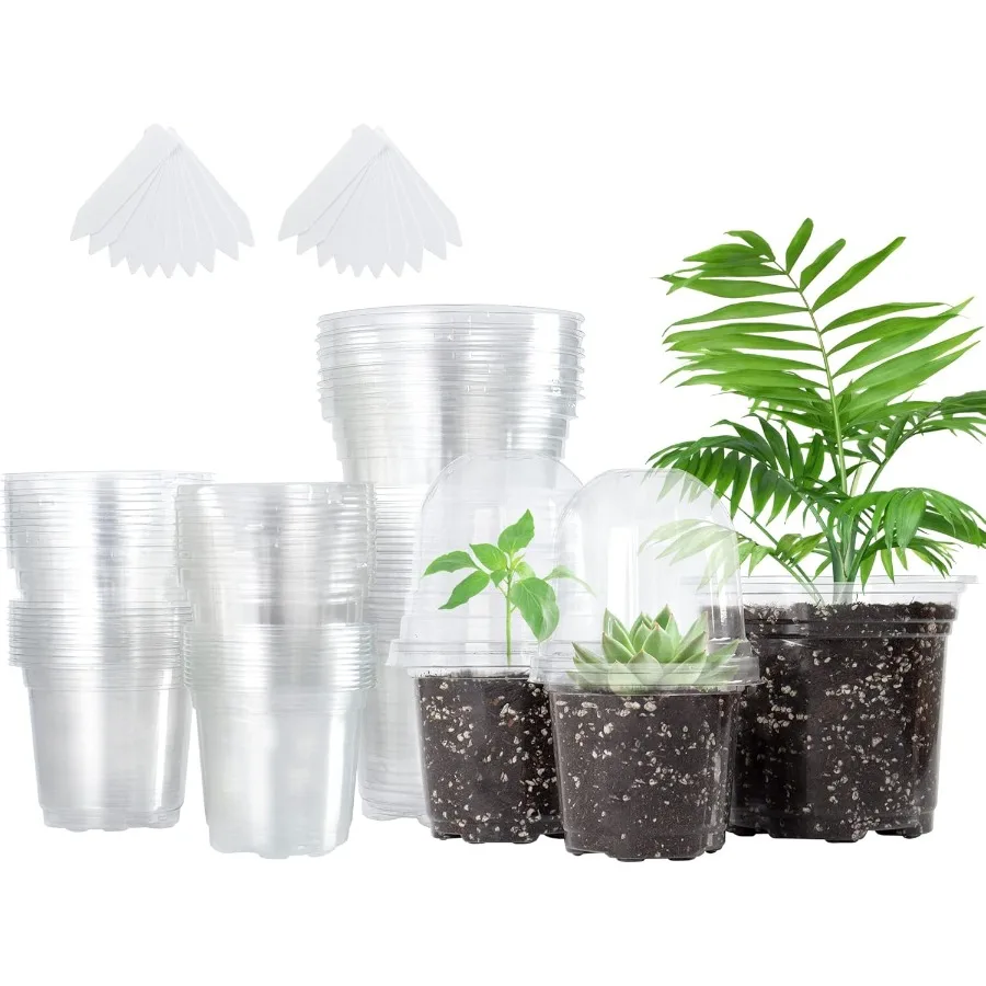

36 Packs 3.5 4 5 Inch Clear Nursery Pots with Humidity Domes Variety Sizes Seed Starting Pots with Drainage Holes Transparent G