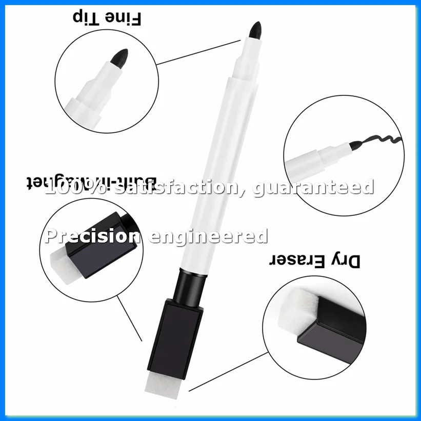 

Magnetic Whiteboard Pen Erasable Marker, 48Pack Whiteboard Markers Dry Erase Marker with Eraser Cap Black-A69M