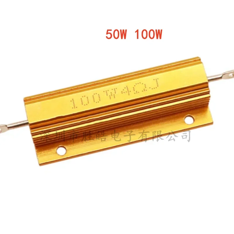 

50W 100W RX24 Aluminum Power Metal Shell Case Wirewound Resistor 0.01R ~ 100K 1 4 6 7 8 10 20 200 500 1K 3.3K 10K Ohm Resistance