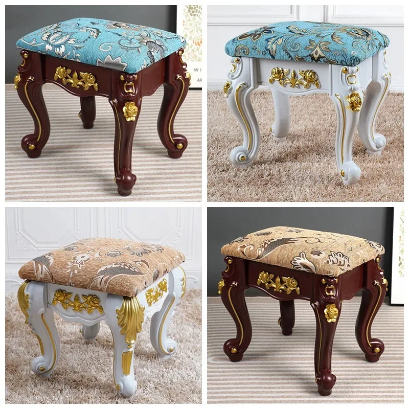 European sofa, small stool, fabric square, low bench, household seat, high-end stool, living room coffee table stool, modern Ame
