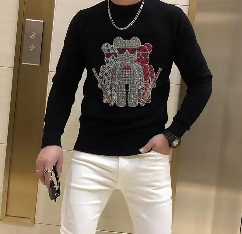 Rhinestone sweater men\'s high-end new autumn and winter designer sweaters brand luxury fashion knitted casual