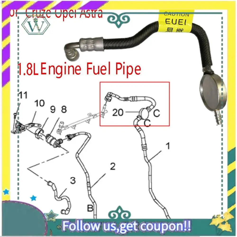 

A82U-Car Fuel Pipe Oil Supply Front Pipe Assembly 1.8L Engine Fuel Pipe For Cruze Opel Astra 13364535