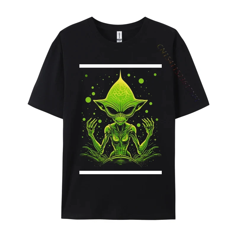 

Happy Green Alien T-shirt Tops Shirts Retro Hip Hop Combed Cotton Men Top T-shirts Printed Tee Shirt Clothing