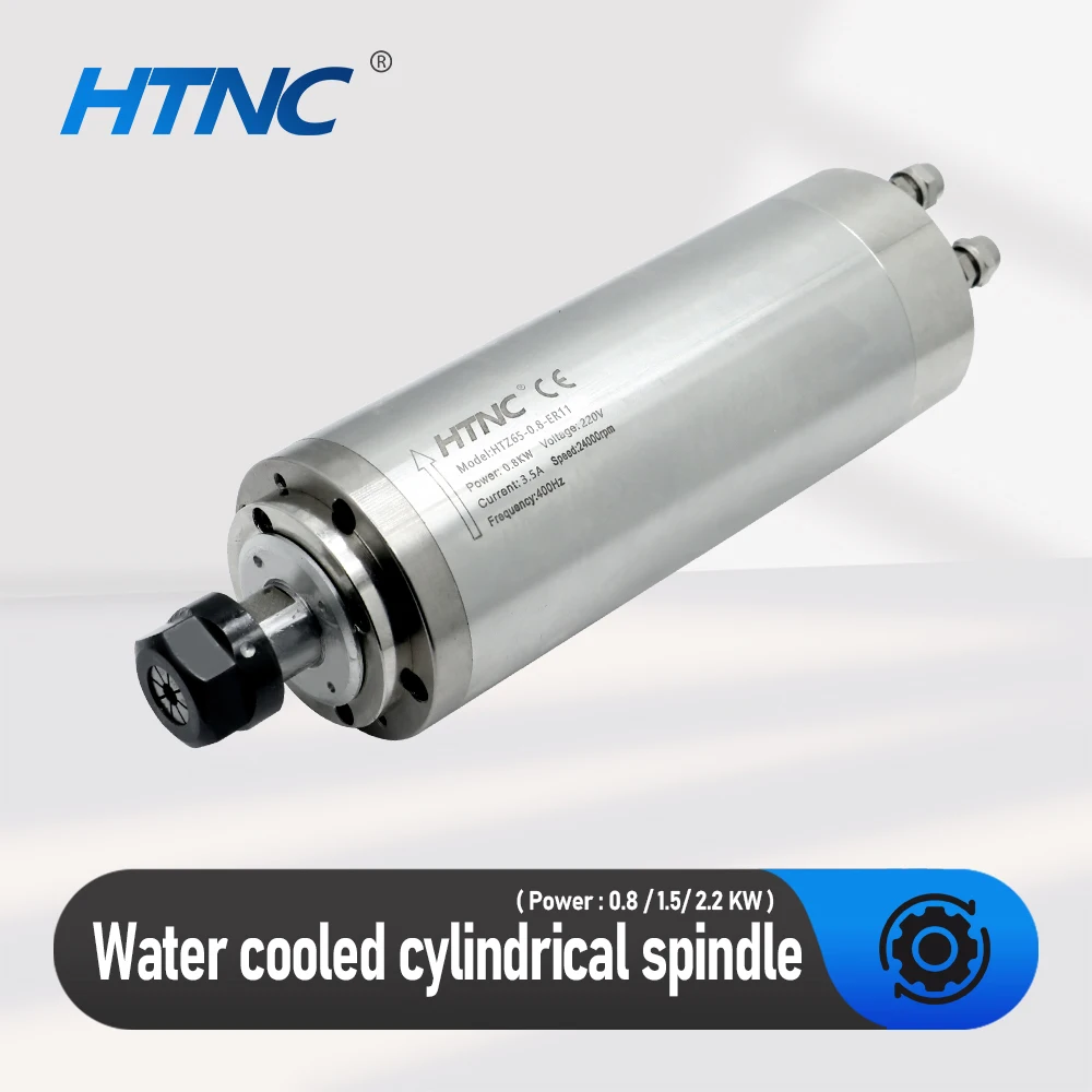 Water Cooling 2.2KW 1.5kw 0.8kw CNC Spindle Motor 110v / 220v  2200W 1500w 800w 400hz Round Spindle 24000RPM For CNC