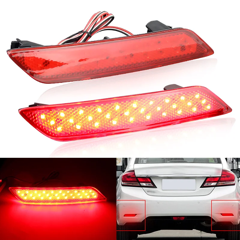 

Car LED Reflector Lamp Rear Fog Lamp Rear Bumper Light Brake Light FOR Honda Civic Sedan/4DR Only 13-15