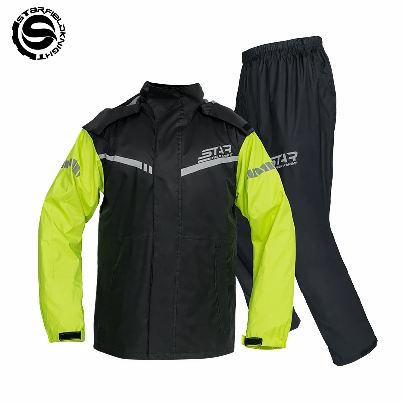 

SFK 2025 New Green Motorcycle Rider Raincoat Split Type 2pcs/Set Deep Rainproof Upgraded Version For Rainy Riding Clothes Suit