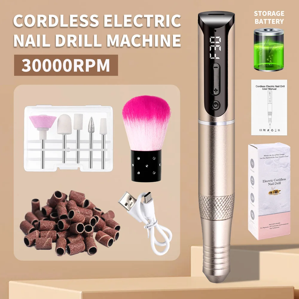 30000 RPM Draagbare Nagelpolijstmachine Speciaal voor Exfoliëren en Manicure Elektrische Nagelpolijstmachine Pen-type Polijsten Manicure Tool