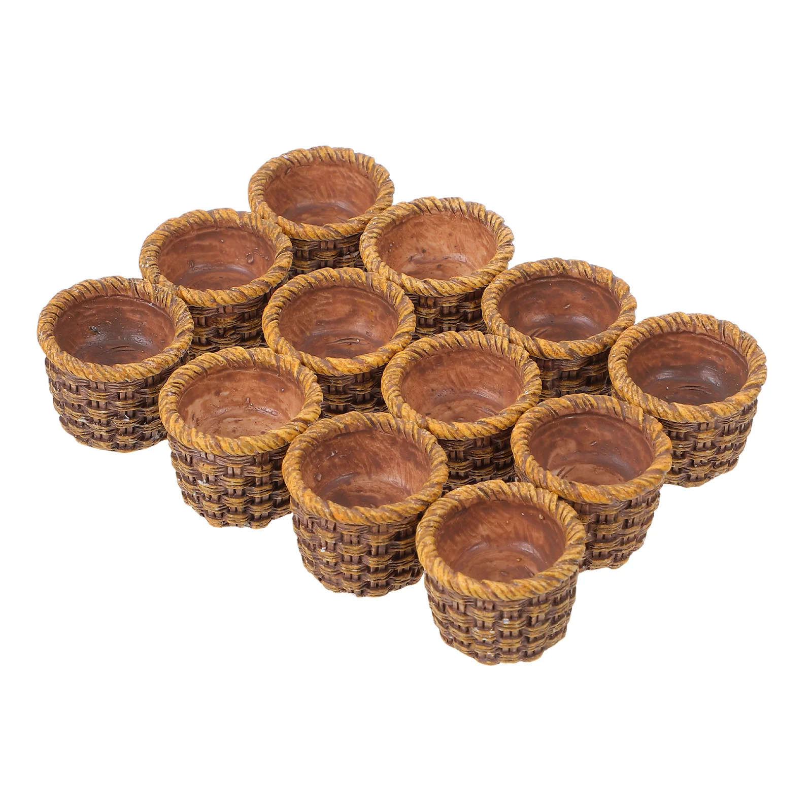 

12Pcs Miniature Woven Baskets Authentic Handcrafted Design for Dollhouse Kitchen Supplies Mini Picnic Basket Party