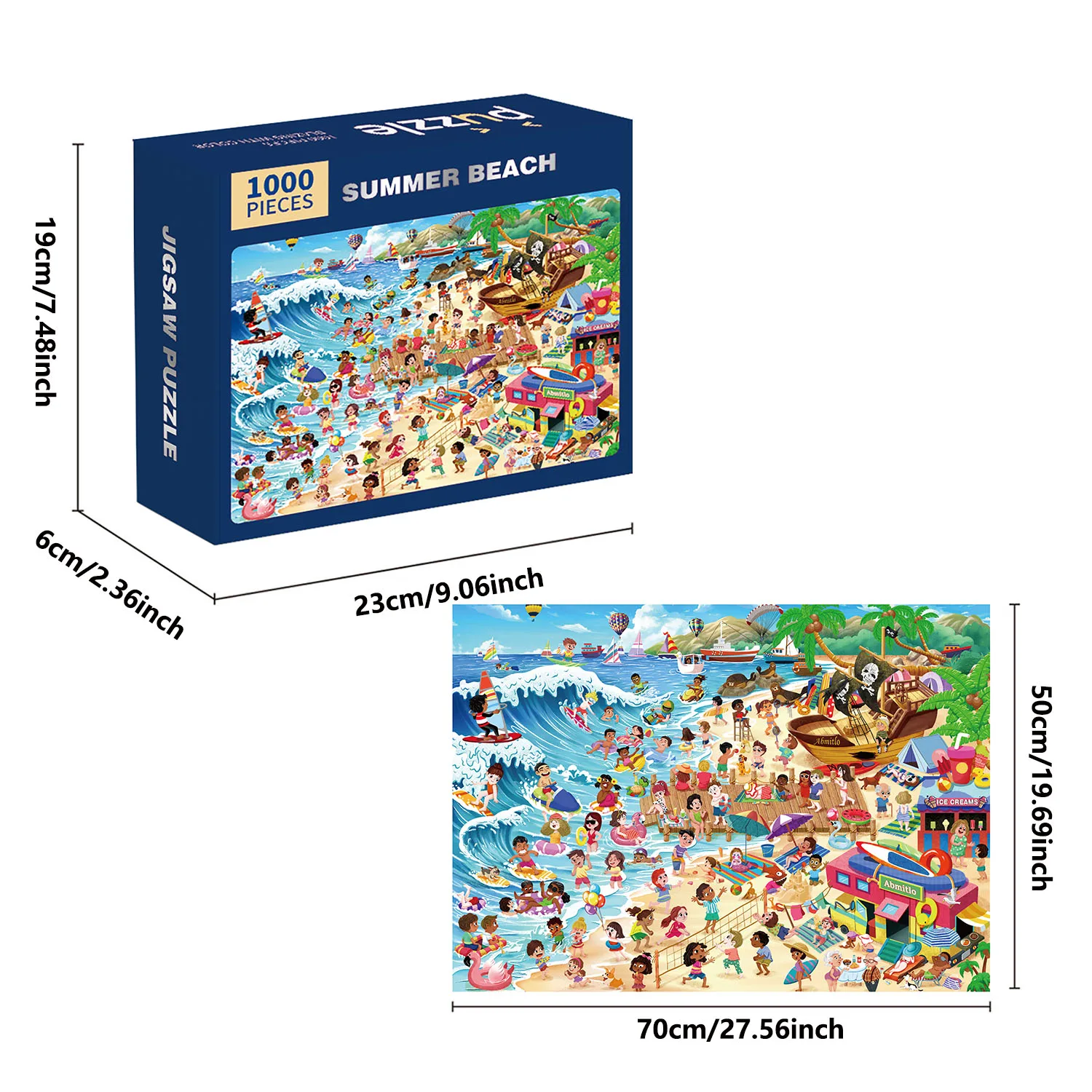 Puzzles de plage d'été pour adultes et enfants, jeux de décoration intérieure, sol amusant en famille, jouets, 1000 pièces