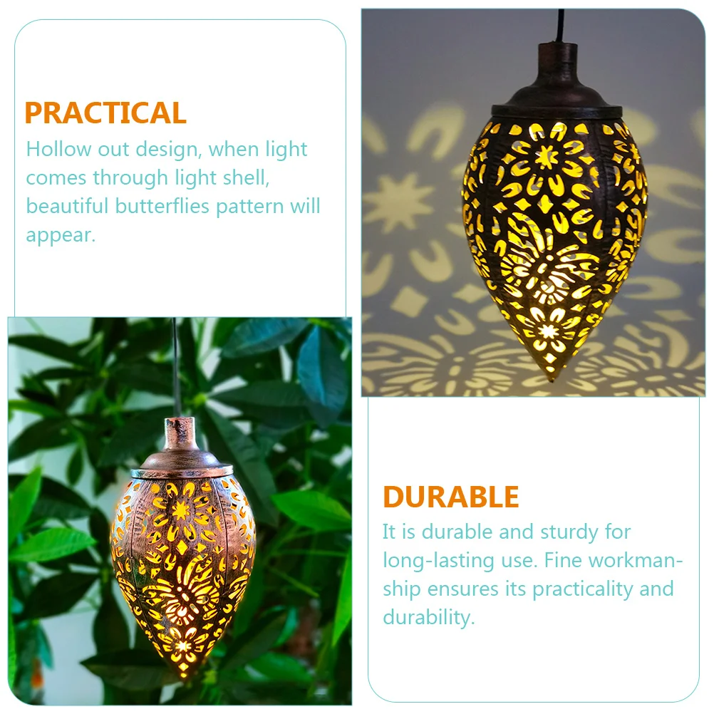

Lantern Outdoor Decorative Hanging Lights Durable Hollow Out Design Solar Powered Patio Projection Pattern Long Lasting
