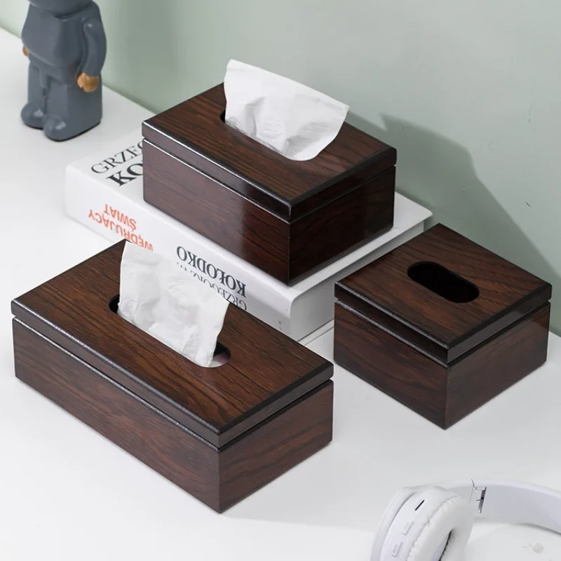 Walnut Wood Tissue Box Commercial Hotel Use Restaurant Paper Drawer Square Wooden Box Advertising Paper Holder