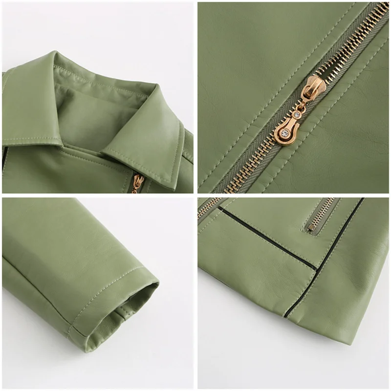 Kurtka ze sztucznej skóry damska moda casualowe kurtki motocyklowe odzież wierzchnia damskie topy wiosna i jesień czarna kurtka skórzana płaszcz