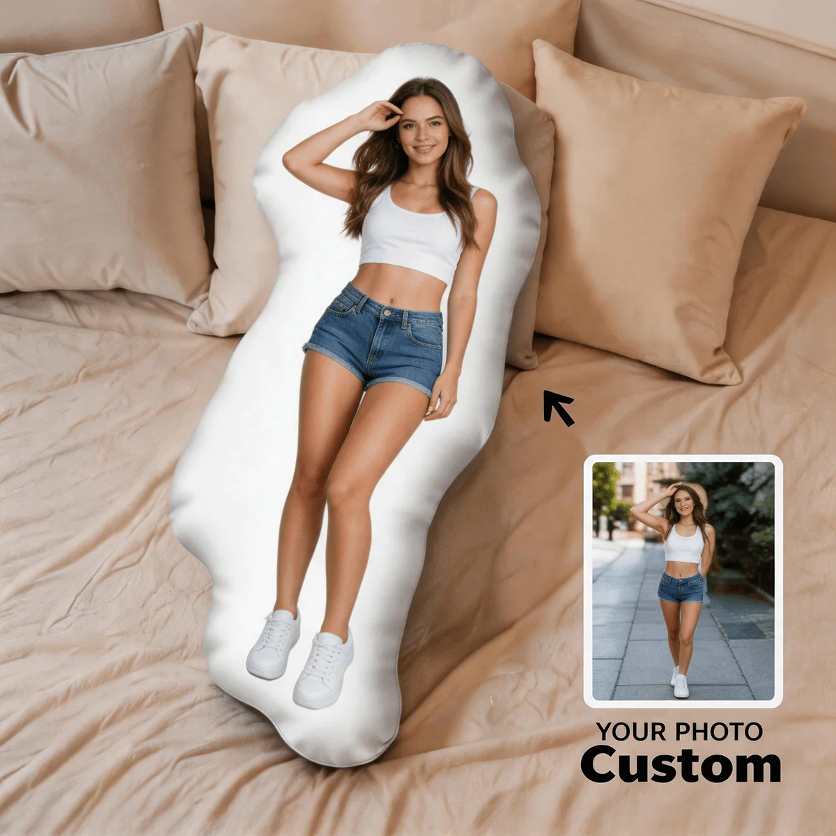 Personalized Photo Customization: Individual Character Figure Vibrant Multicolored Custom Shaped Stylized Pillow Sofa & Bed 60CM