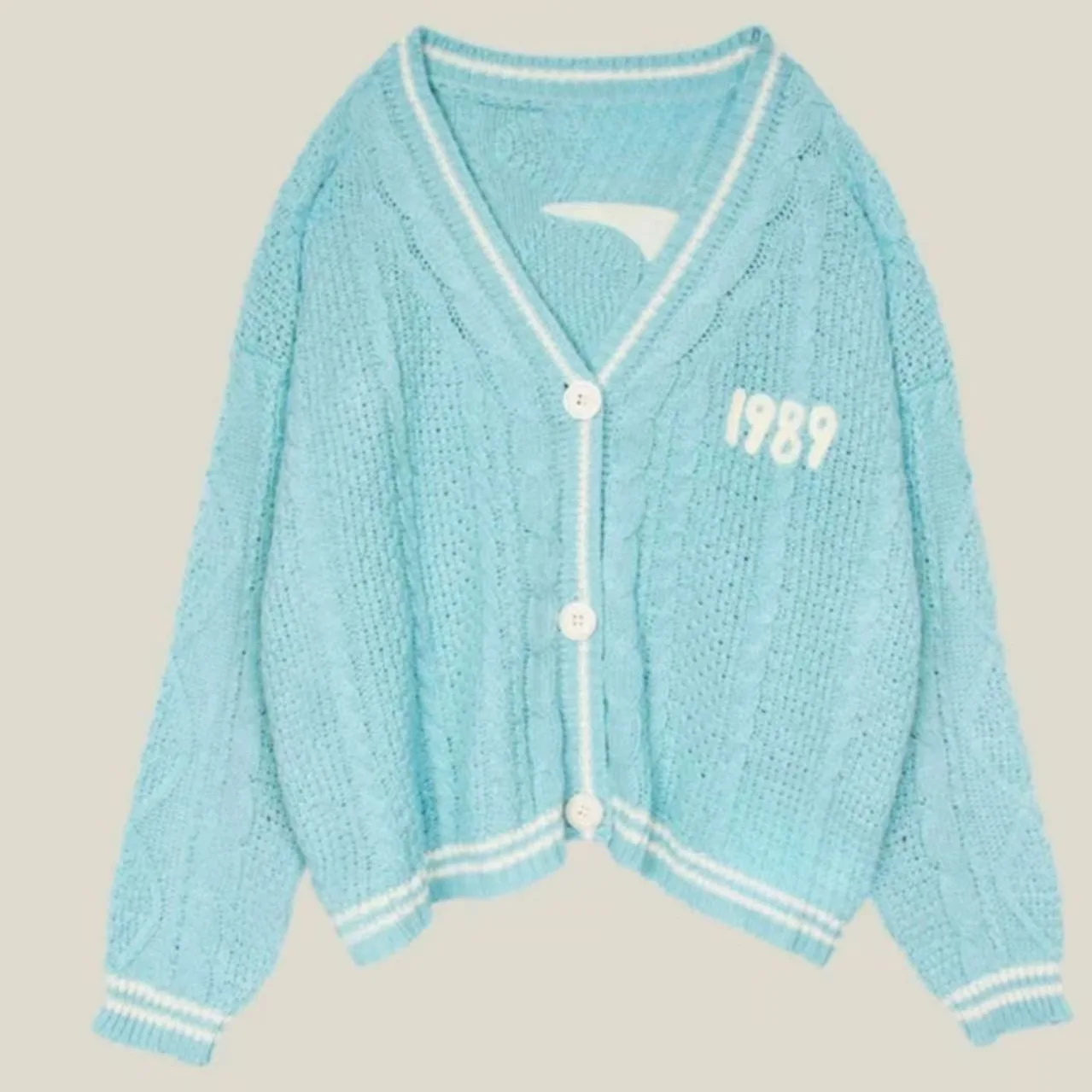 

Europe and America 1989 Seagull Embroidery Casual Loose Knitted Cardigan Women Autumn Winter Temperament Sweater for Women