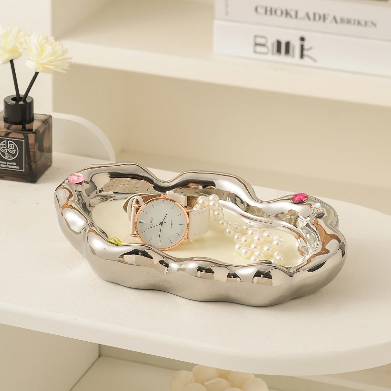 

Exquisite Entrance Key Storage Ornaments Home Furnishing Desktop Ornaments Ceramic Cosmetic Jewelry Aromatherapy Perfume Tray