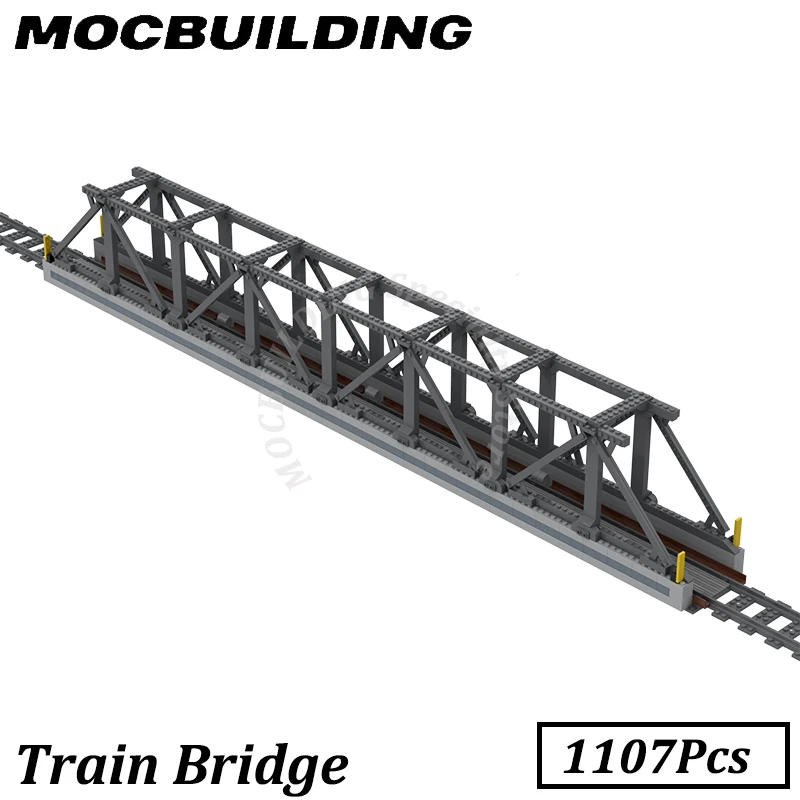 Ensemble de modèles de pont de train, briques de bricolage, jouets en cadeau, accessoires de chemin de fer, affichage Moc, nuits de construction