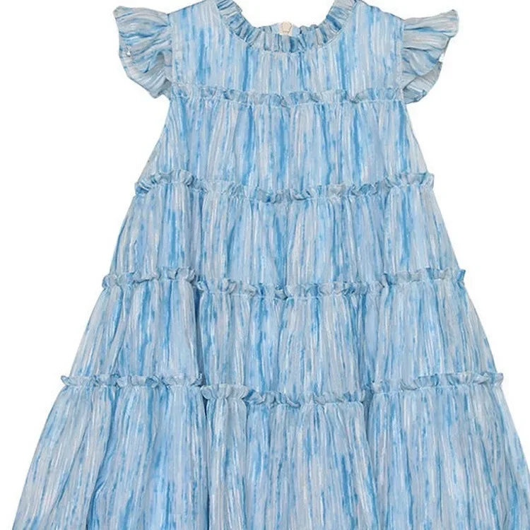 Girl Dress Summer Clothing Baby Girl Gift Vaction Dress Going Out Casual Blue Color Dress Children Kids Clothing