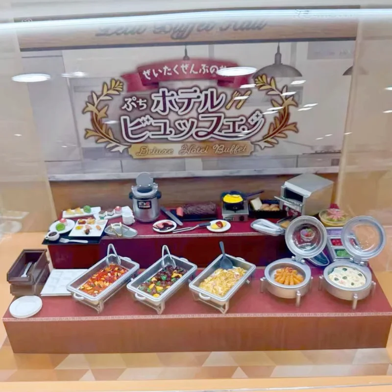 Figurine Re-Ment originale Deluxe All Toppings Petit Hotel Buffet Blind Box Miniature Scene Candy Toy Ornament Collection Kid Gift