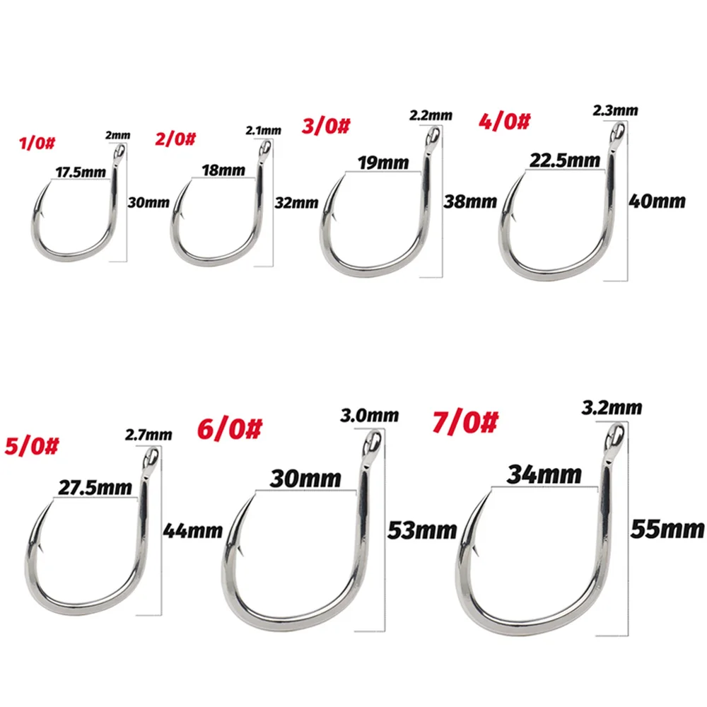 خطاف صيد كبير 1/0-7/0 خطاف صيد السمك الفائق المتين Gaff الشائك المضاد للصدأ زاوية حادة راديان بيند التونة معدات صيد الأسماك Pesca دائرة السنانير