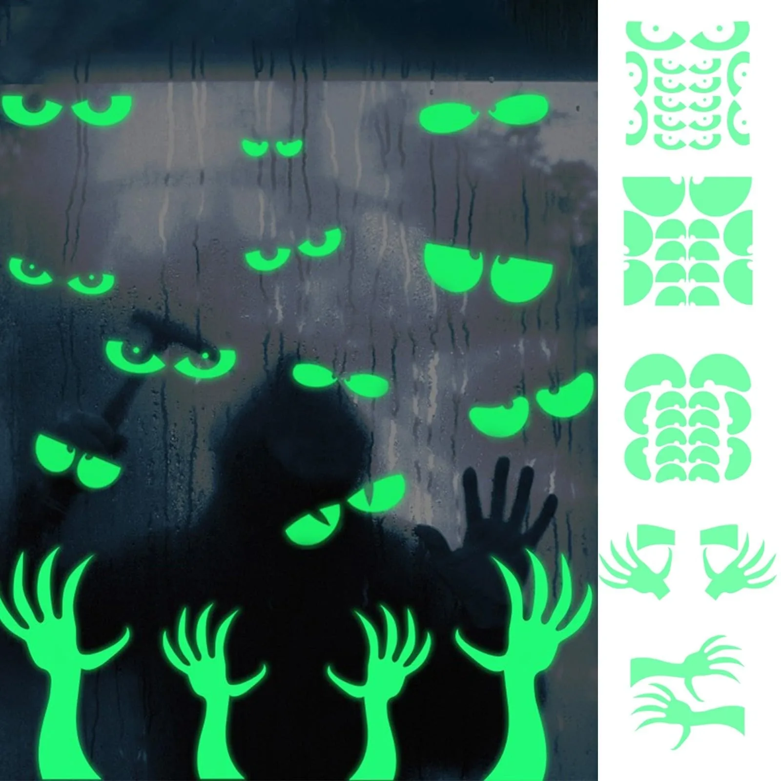 Halloween Decoration Night Light Stickers Horror Eyes Fluorescent -Emoji Stickers Scene Decoration Window Wall Stickers 2024